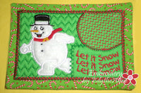 LET IT SNOW...LET IT SNOW...MUG MAT/MUG RUG In The Hoop Embroidery Design - Embroidery by EdytheAnne - 1