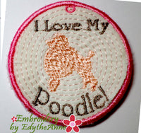 POODLE IN THE HOOP EMBROIDERY KEY TAG