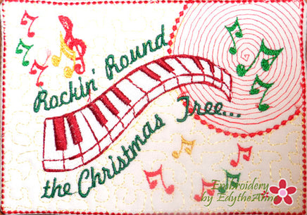 ROCKIN ROUND THE CHRISTMAS TREE Mug Mats/Mug Rugs.In The Hoop - INSTANT DOWNLOAD - Embroidery by EdytheAnne
