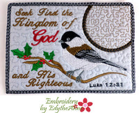 LOOK AT THE BIRDS - Set of 6 In The Hoop Faith Based Embroidered Mug Mats/Mug Rugs-Digital Download