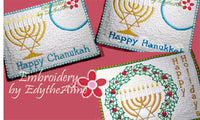HAPPY HANUKKAH/CHANUKAH/HOLIDAY MUG MATS/Mug Rugs  - Instant Download. - Embroidery by EdytheAnne - 1