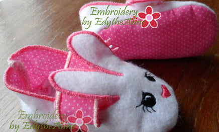 Infant BUNNY SLIPPER. In The Hoop Machine Embroidery. 3 sizes included.  - INSTANT DOWNLOAD - Embroidery by EdytheAnne - 2