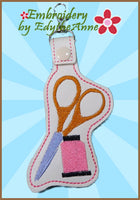 SCISSORS & THREAD KEY FOB Easy to stitch.  - In The Hoop Machine Embroidery