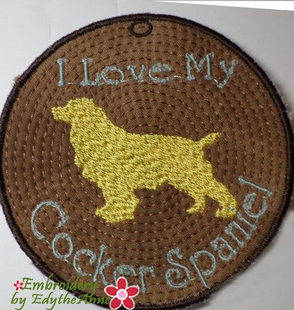 COCKER SPANIEL IN THE HOOP EMBROIDERY KEY TAG