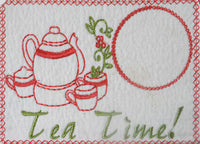 TEA TIME In The Hoop Mug Mat/Mug Rug. Easy and quick.  - Digital File