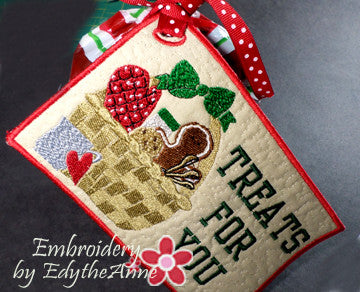 TREATS FOR YOU In The Hoop CHRISTMAS GIFT TAGS Embroidered Design - Instant Download - Embroidery by EdytheAnne - 3
