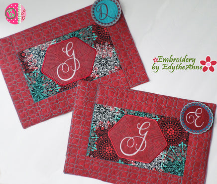 MONOGRAM IN THE HOOP MACHINE EMBROIDERY PLACEMATS