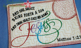 Matthew 1:21 HIS NAME SHALL BE CALLED JESUS MUG MAT/Mug Rug. In The Hoop  INSTANT DOWNLOAD - Embroidery by EdytheAnne - 1
