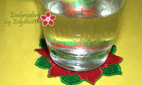 POINSETTIA COASTER- IN THE HOOP MACHINE EMBROIDERY - Embroidery by EdytheAnne - 1