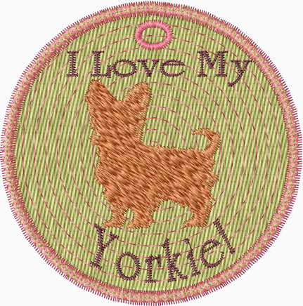 YORKIE IN THE HOOP EMBROIDERY KEY TAG
